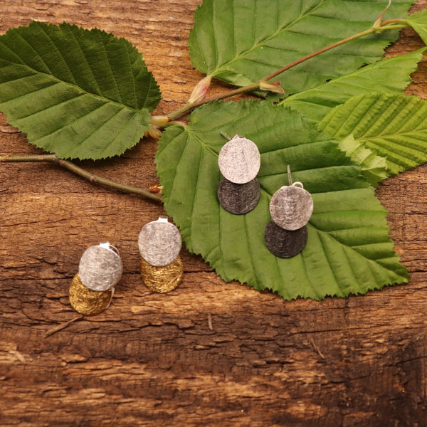 Ohrschmuck "Doppelpunkt" Silber/Gold