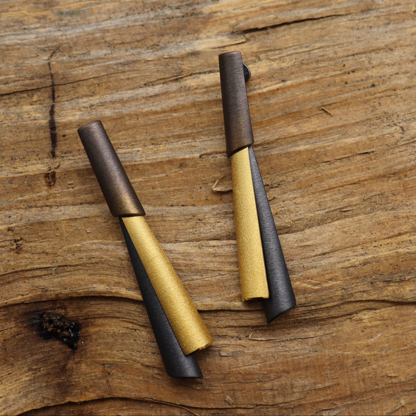 Ohrschmuck "TRICOL" braun/gold/schwarz