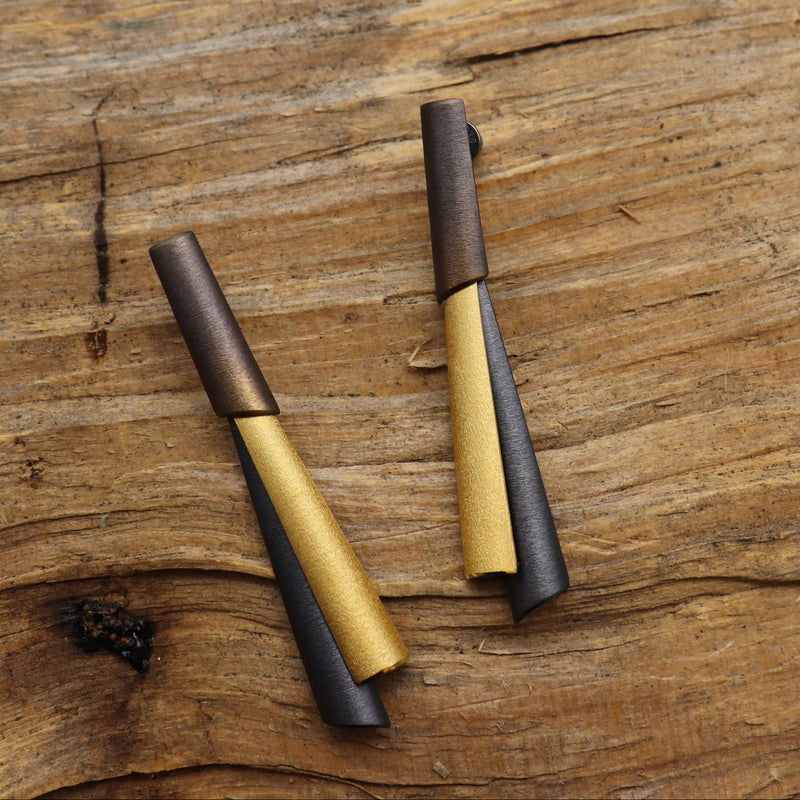 Ohrschmuck "TRICOL" braun/gold/schwarz