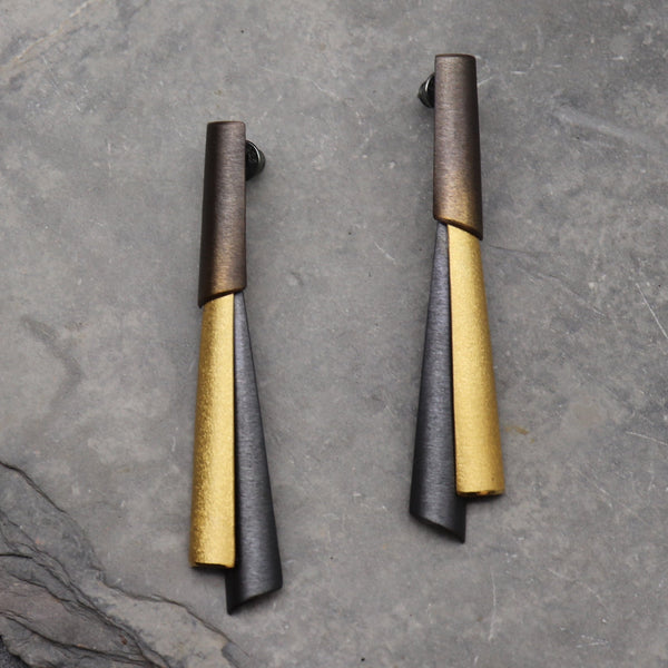 Ohrschmuck "TRICOL" braun/gold/schwarz