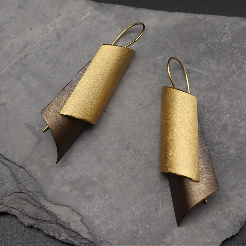 Ohrhänger "BASE" braun/gold