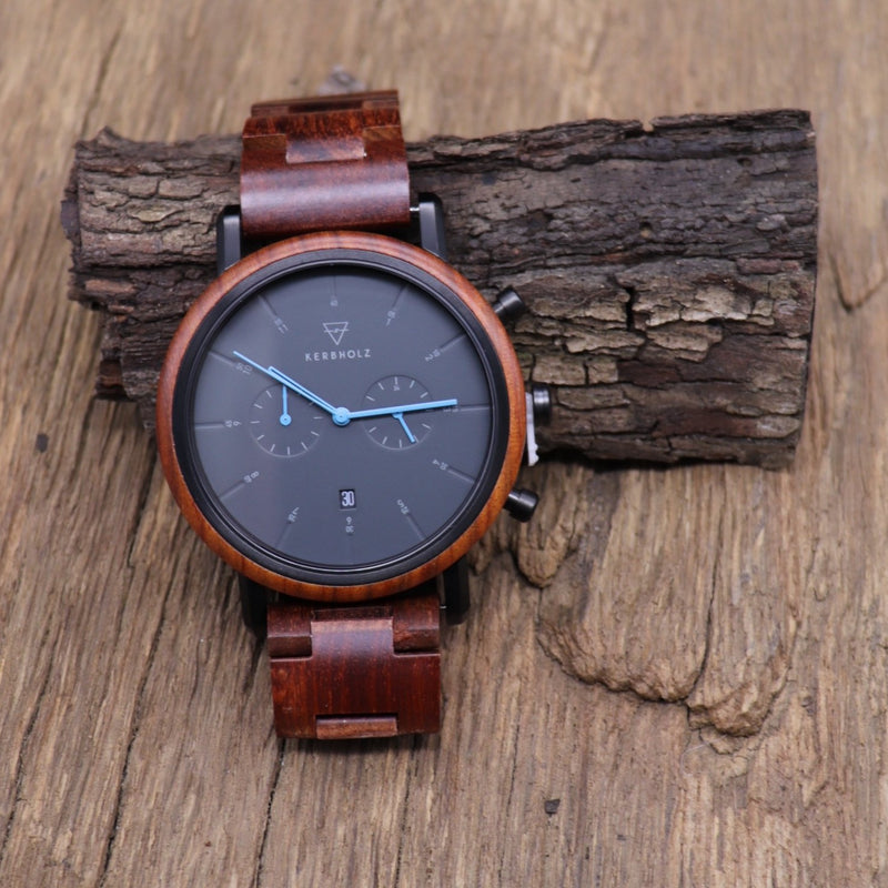 Kerbholz Chronograph "JOHANN" Rosenholz - richter schmuck + uhren