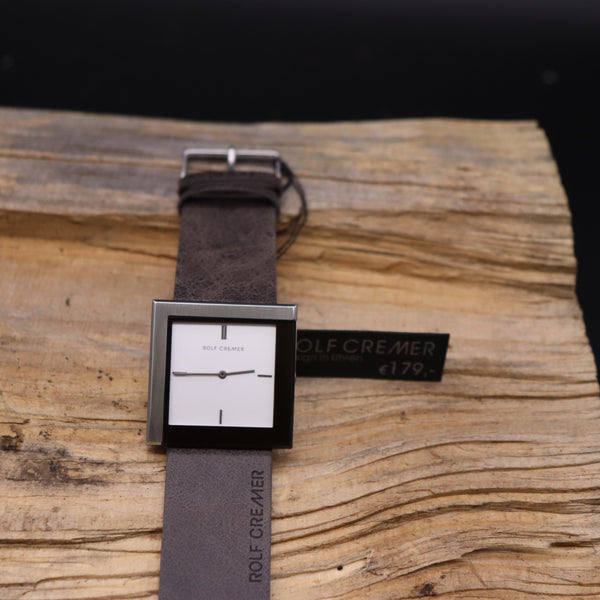 Rolf Cremer Uhr "CHESS"- Quadrat Stahl/braun/grau