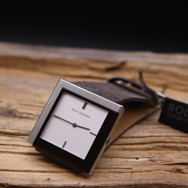 Rolf Cremer Uhr "CHESS"- Quadrat Stahl/braun/grau