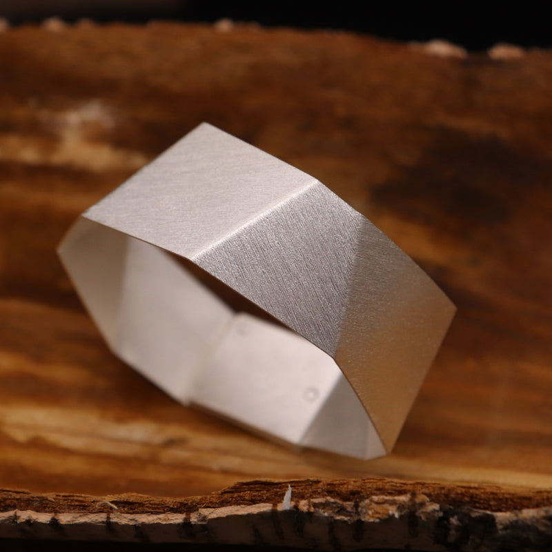 Armreifen "Origami" schmal, silber