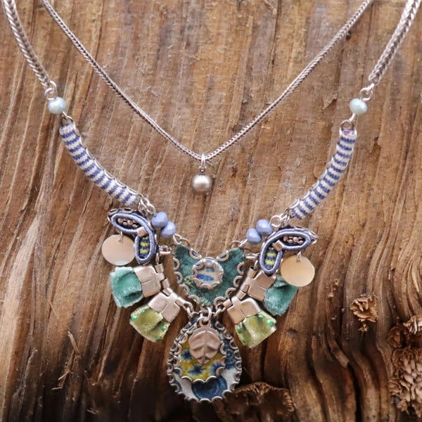 Halskette "Materialmix" blau / grün - richter schmuck + uhren